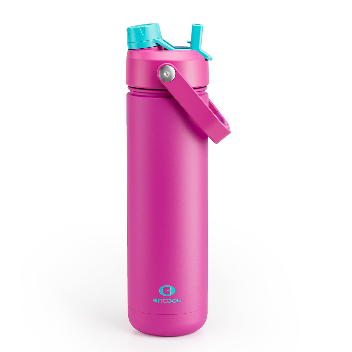 ENCOOL Insulated Water Bottle with Straw Stainless Steel Water Bottle, Leak-Proof, BPA-Free, Double Wall Vacuum Keeps Cold for 24 Hours for Sports, Travel, School (26 oz, Black Night)