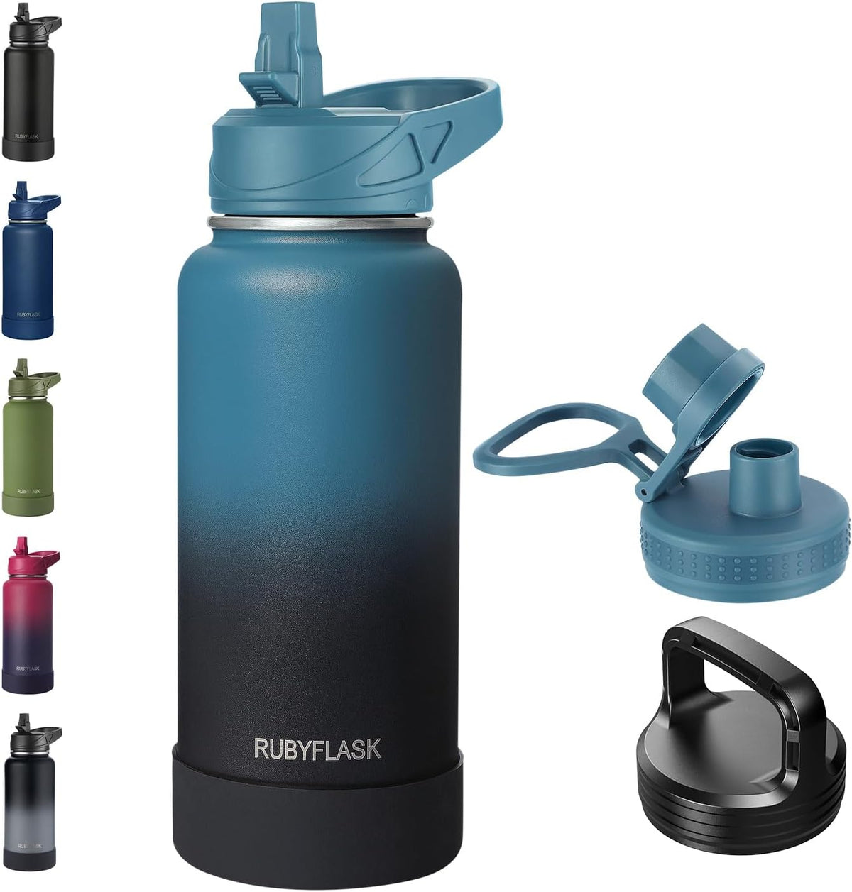RUBYFLASK 32 oz Insulated Stainless Steel Water Bottle with Straw