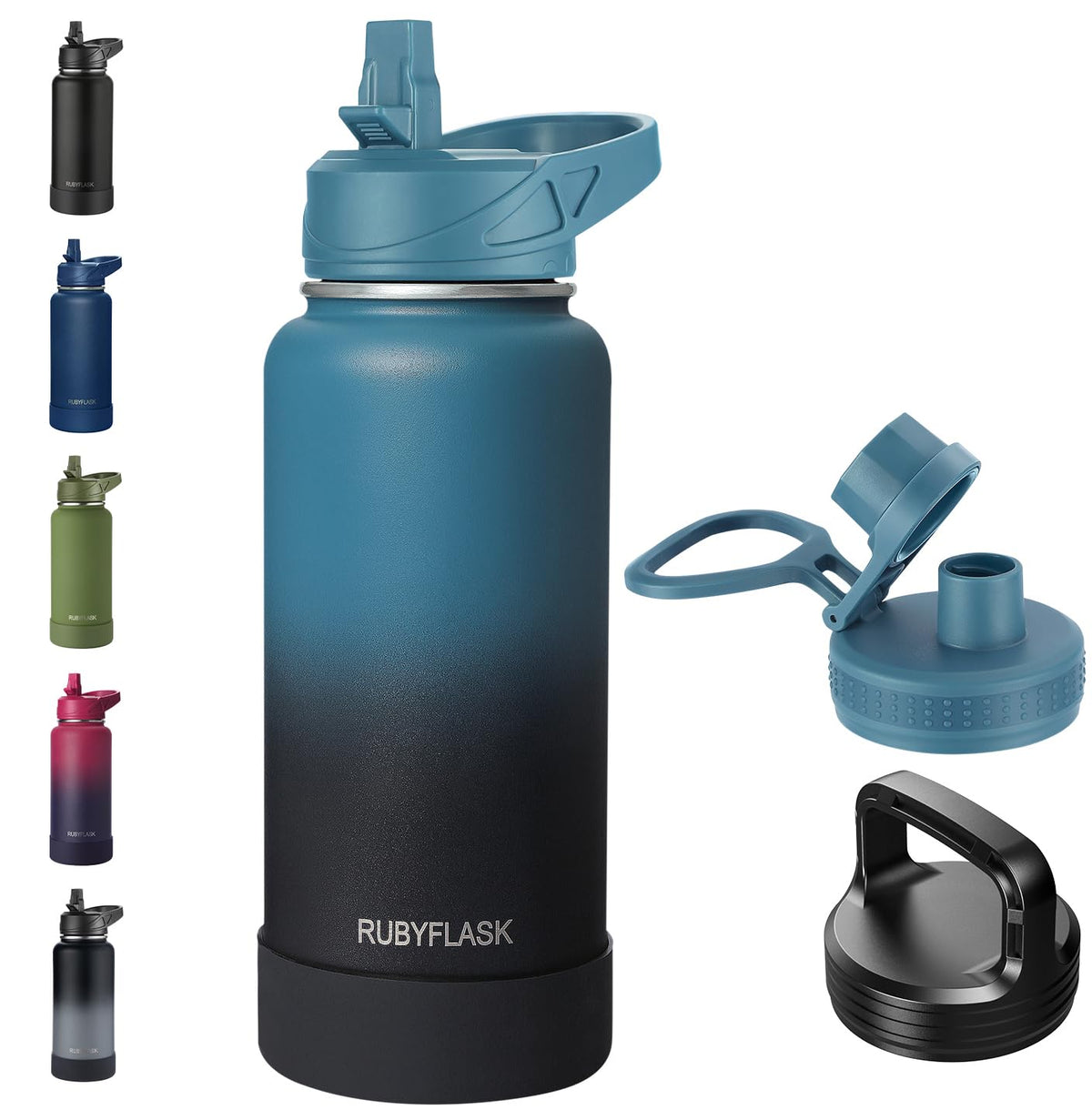 RUBYFLASK 32 oz Insulated Stainless Steel Water Bottle with Straw