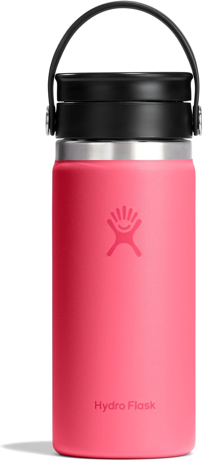 Hydro Flask Water Bottle - Insulated Stainless Steel - Wide Mouth Flex Sip Lid, Non Spill, Leakproof and Refillable in 16 Oz White