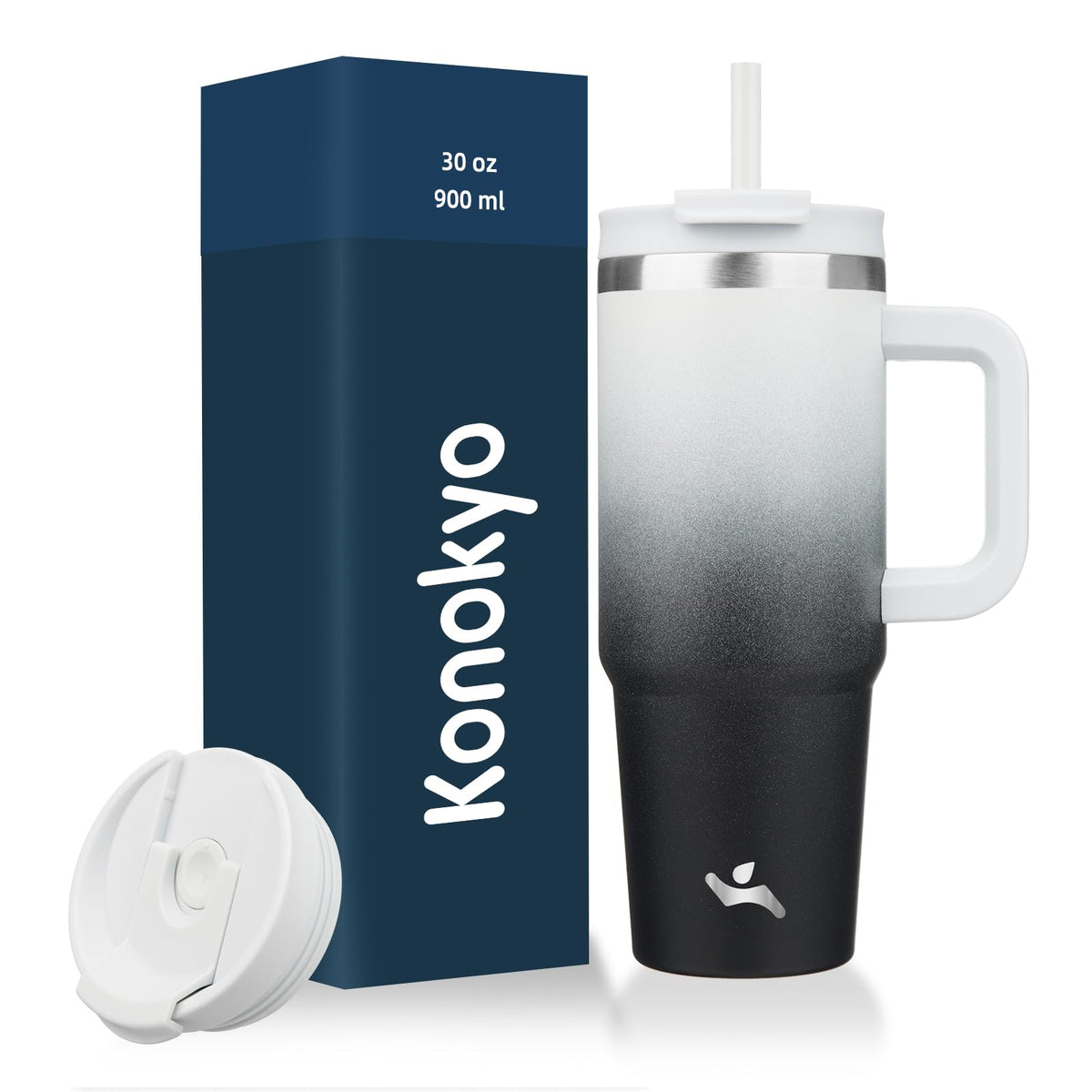 Konokyo 40 oz Insulated Tumbler Water Bottle with Handle, Straw Lid