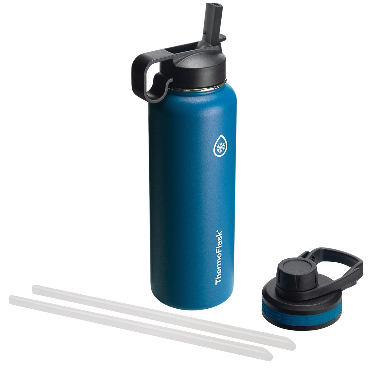 ThermoFlask 24 oz Double Wall Vacuum Insulated Stainless Steel Water Bottle - Reusable with Leakproof Chug & Straw Lids - Keeps Drinks Cold 24 hr/Hot 12 hr - Easy Maintenance - Gym/On-the-Go, Plum