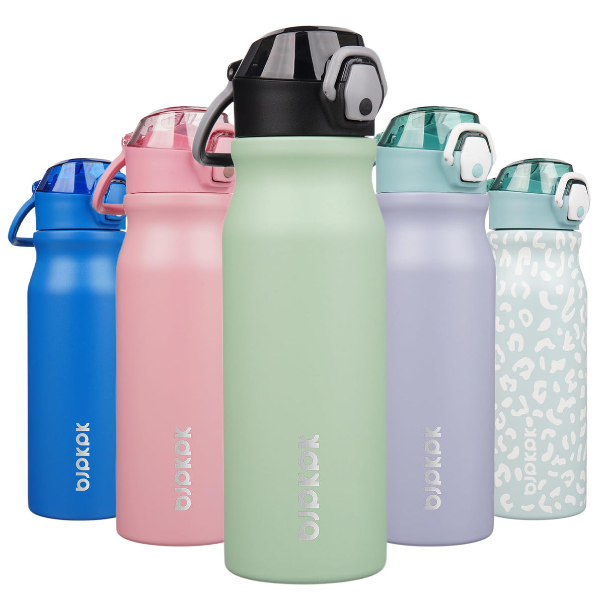 BJPKPK 18 oz Water Bottle with Straw & Handle, Insulated Stainless Flask