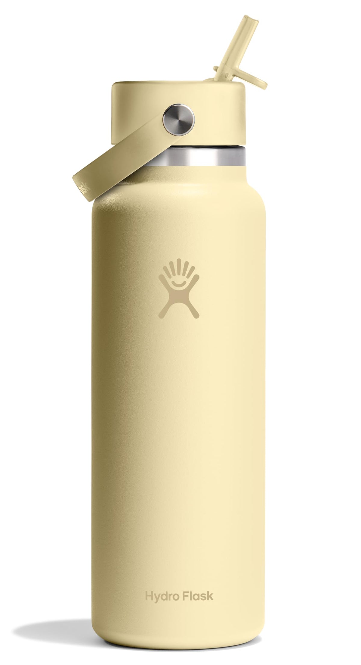 Hydro Flask Water Bottle - Insulated Stainless Steel - Wide Straw Lid, Non Spill, Leakproof in 24 Oz Ivory