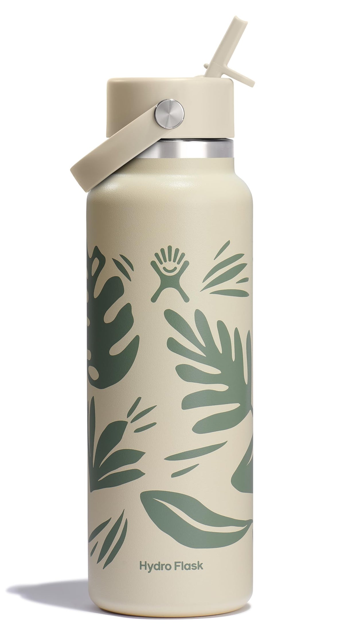 Hydro Flask Water Bottle - Insulated Stainless Steel - Wide Straw Lid, Non Spill, Leakproof in 24 Oz Ivory
