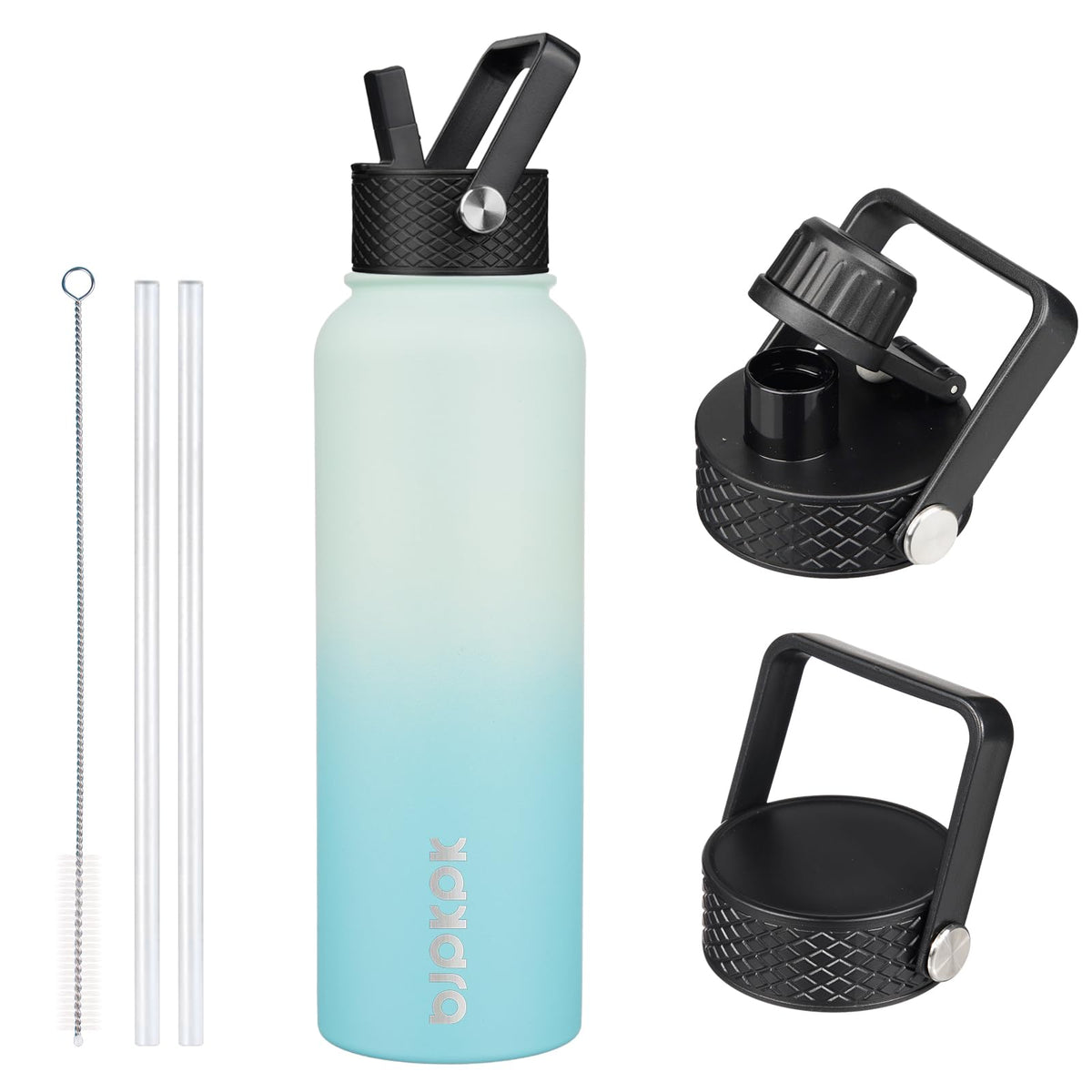 BJPKPK 64oz Insulated Water Bottle, Half Gallon Water Jug with Straw Lid