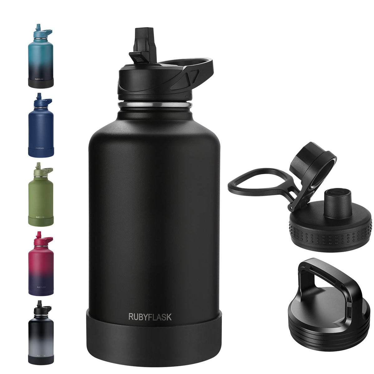 RUBYFLASK 32 oz Insulated Stainless Steel Water Bottle with Straw