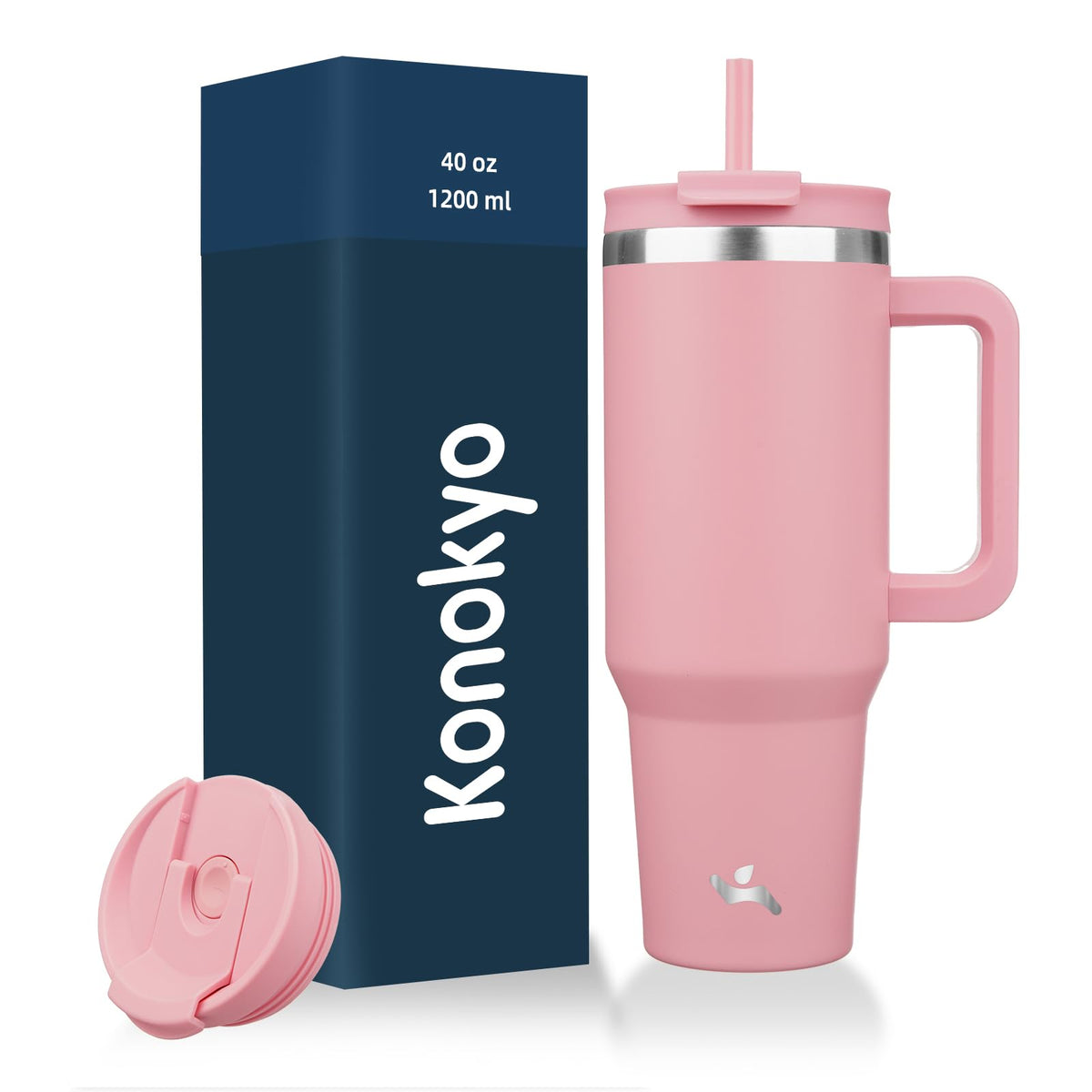 Konokyo 40 oz Insulated Tumbler Water Bottle with Handle, Straw Lid