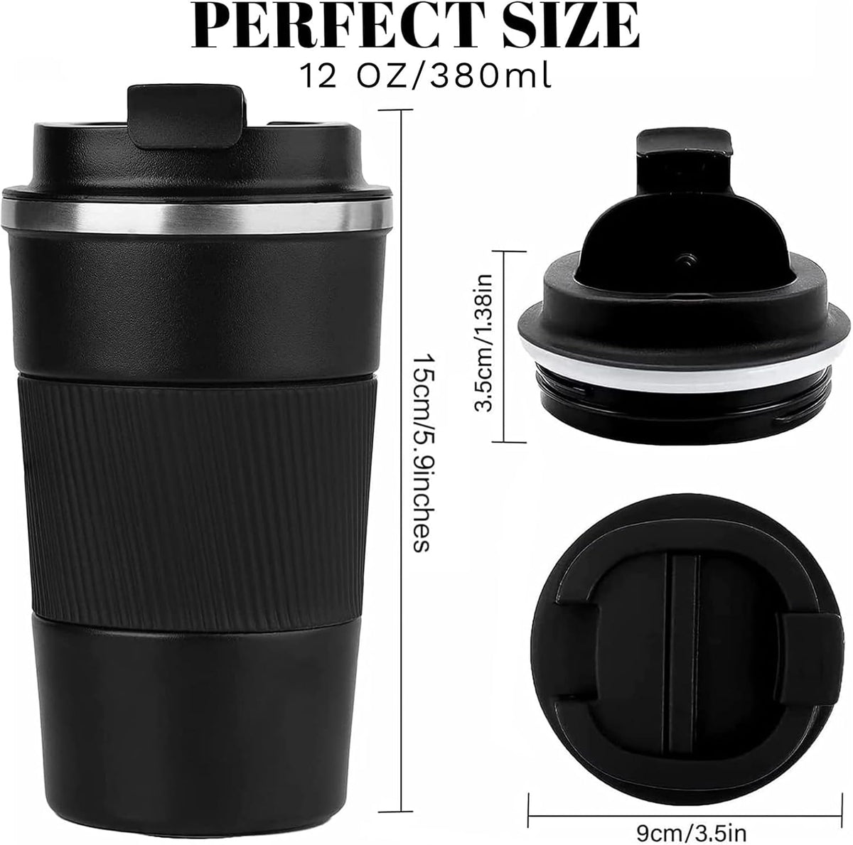 Insulated Travel Coffee Mug, Stainless Steel Coffee Cup with Leakproof Lid