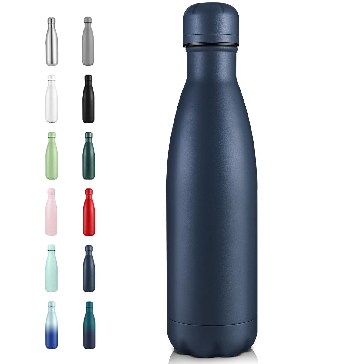 Volhoply 17oz Insulated Stainless Steel Water Bottle（Silver,1 Pack)