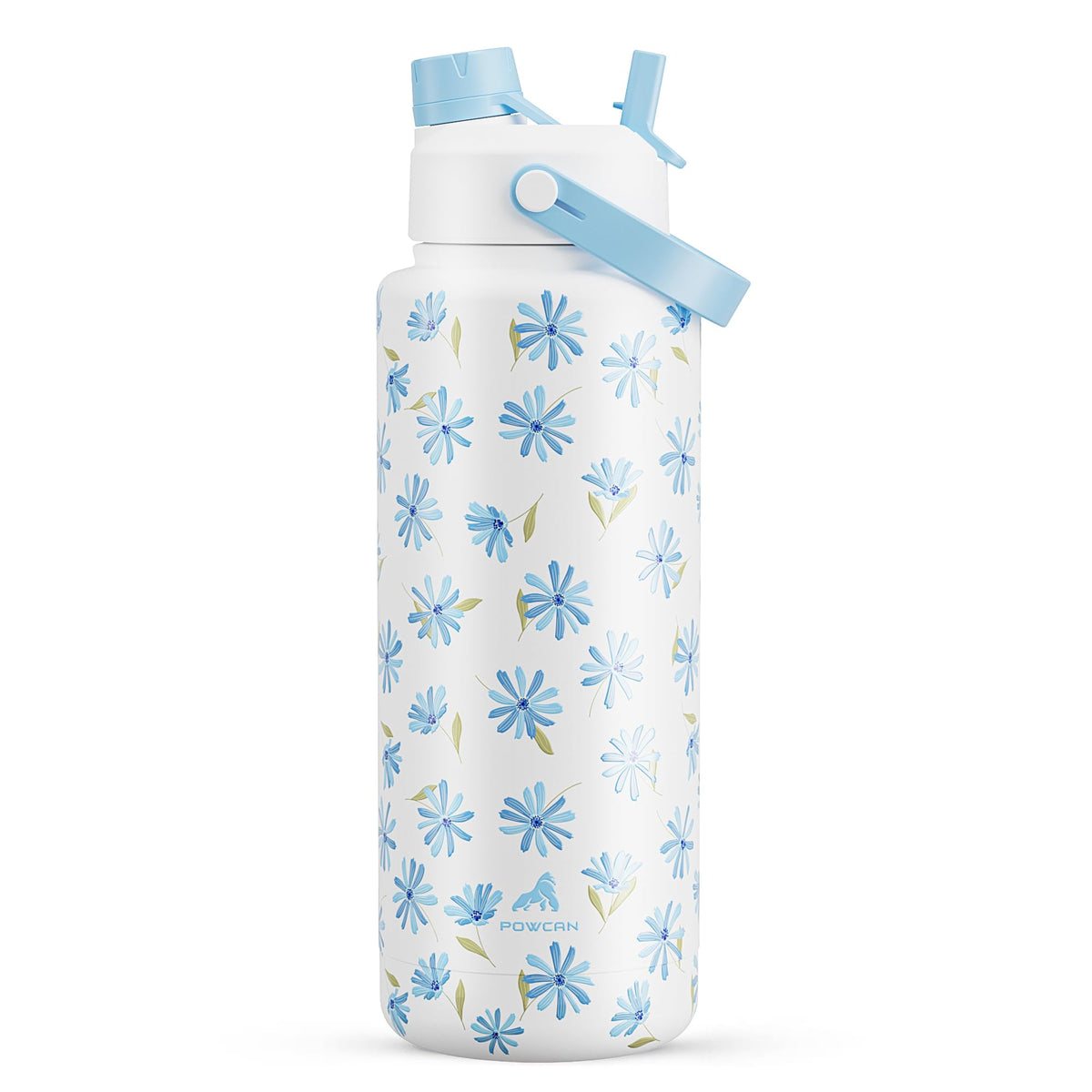 POWCAN 26 oz Insulated Water Bottle with 2-in-1 Straw and Spout Lid, Keep Cold 24H, Leak-Proof, Fits in Car Cup Holder, Stainless Steel Water Bottle for Sports, Travel, and School (Cotton Candy)