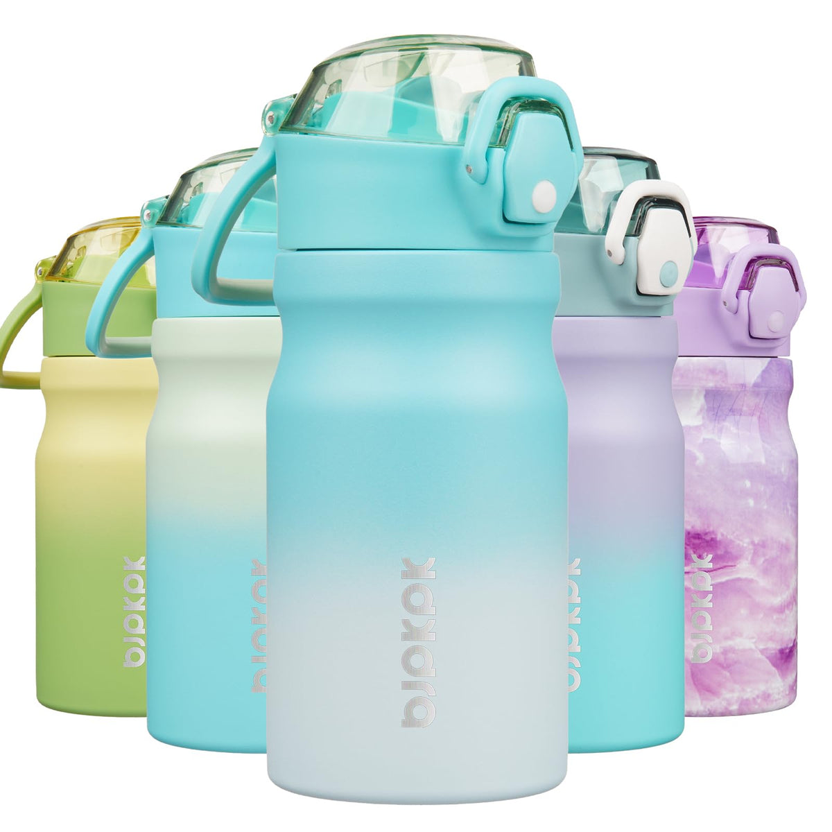 BJPKPK 18 oz Water Bottle with Straw & Handle, Insulated Stainless Flask