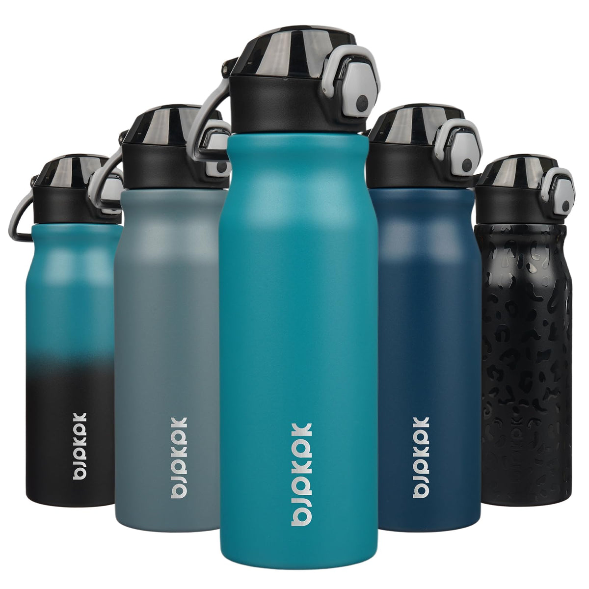 BJPKPK 18 oz Water Bottle with Straw & Handle, Insulated Stainless Flask