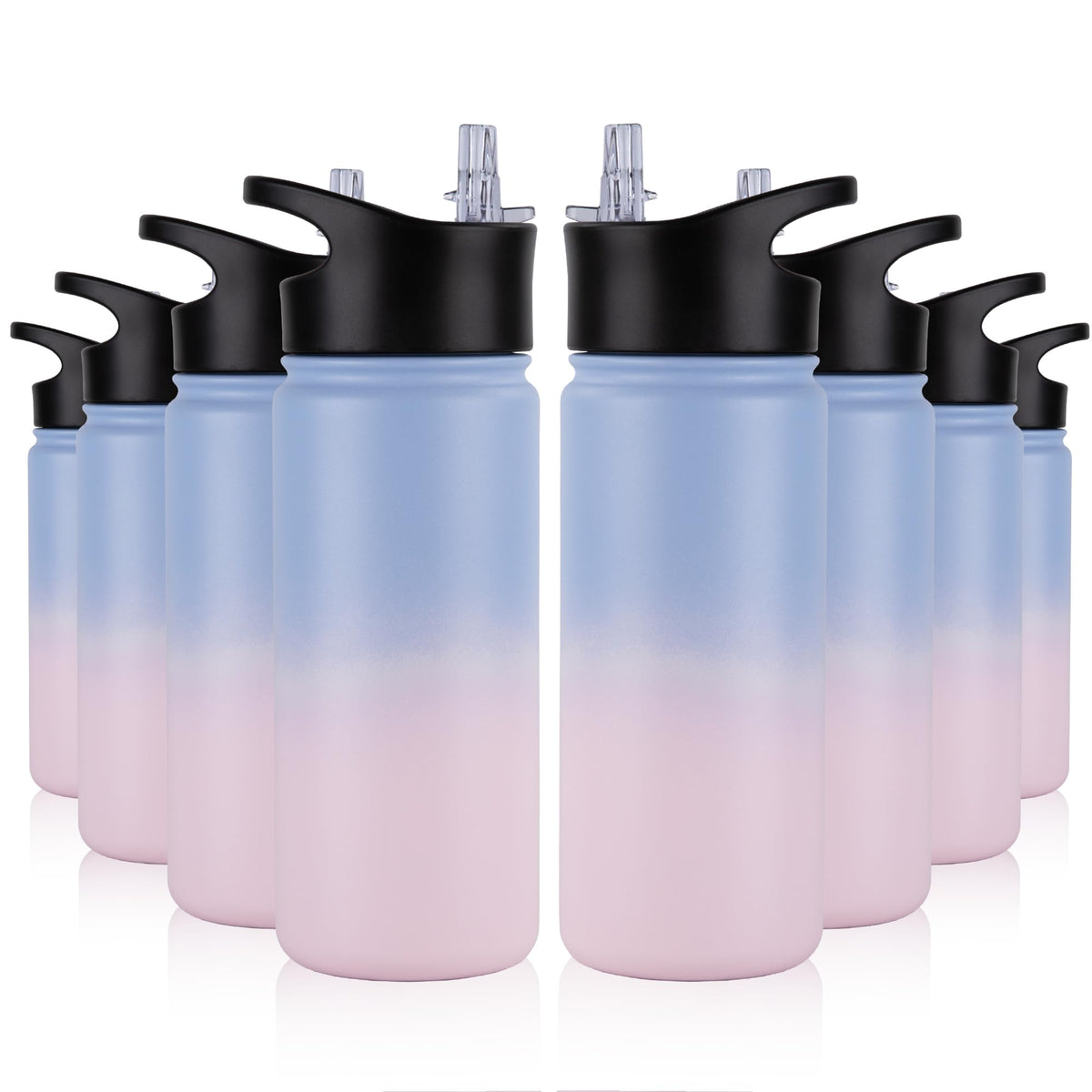 40 oz Insulated Water Bottle with Straw, Stainless Steel Sports Water Bottles with 2 Lids (Straw and Wide Mouth lid), Double Wall Vacuum, Leakproof, BPA-Free, Black