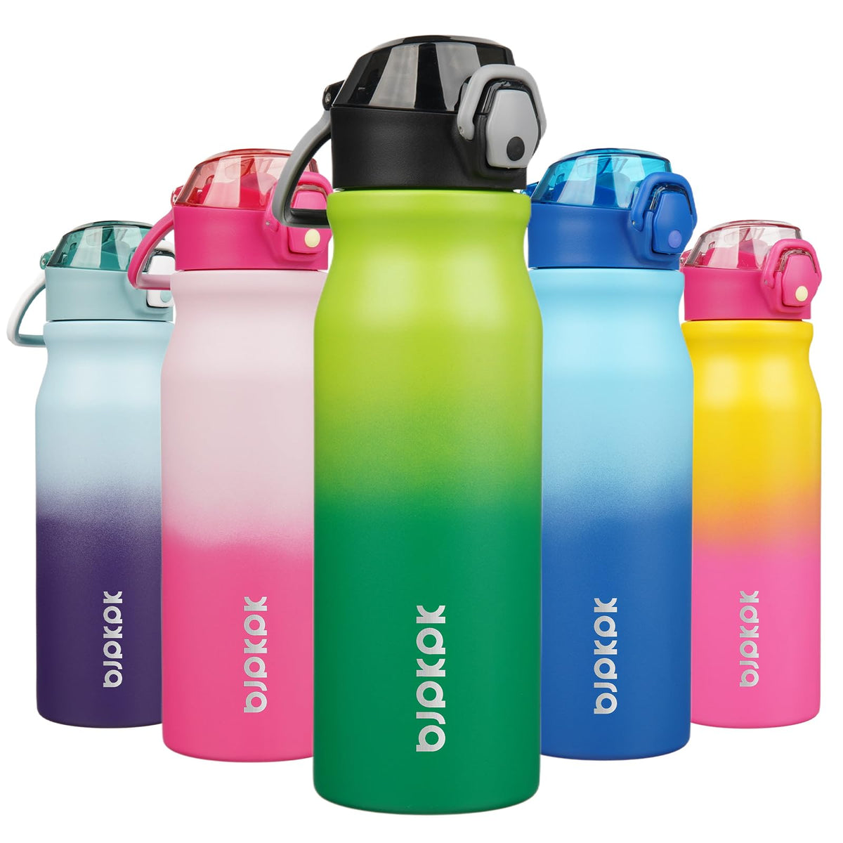 BJPKPK 18 oz Water Bottle with Straw & Handle, Insulated Stainless Flask