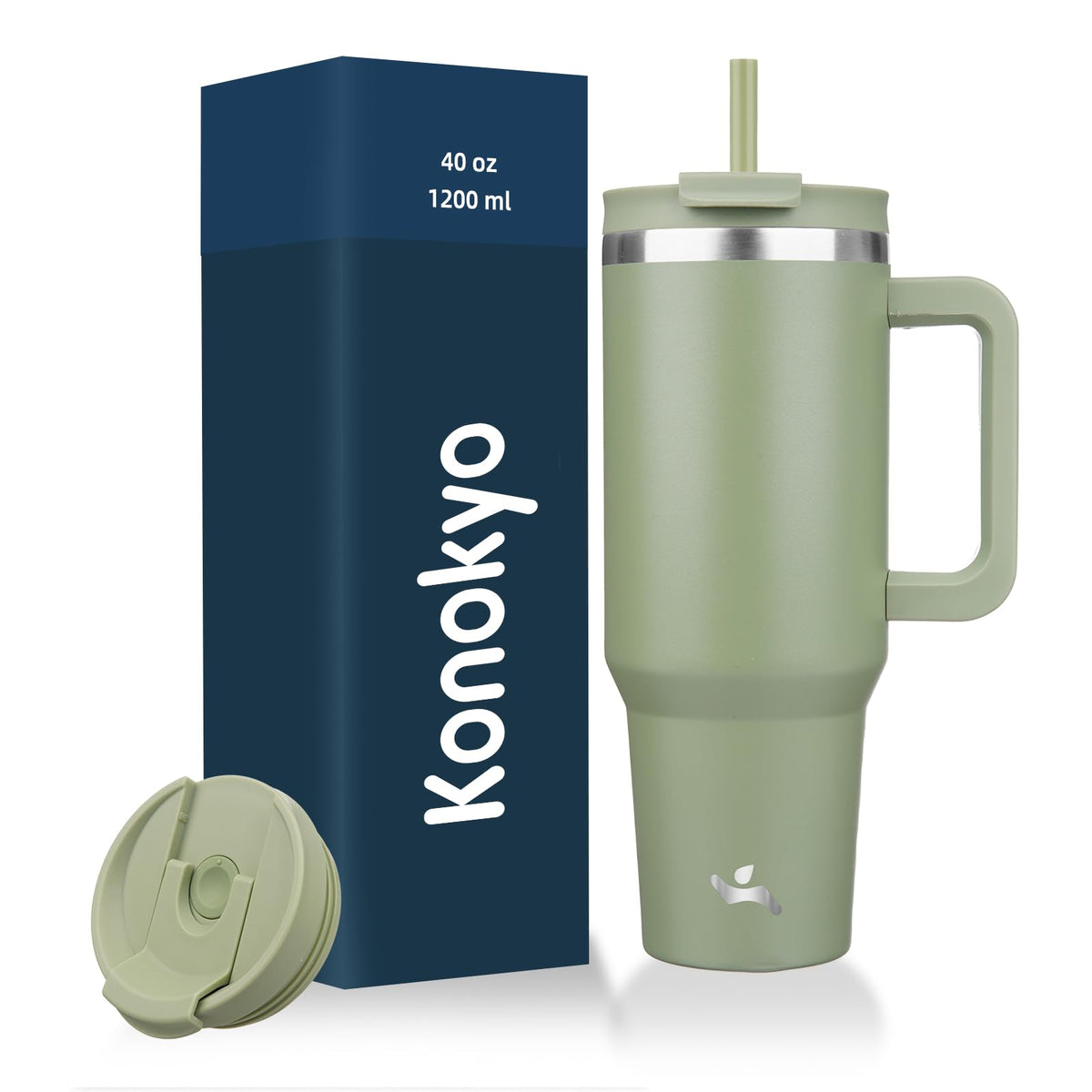 Konokyo 30 oz Insulated Tumbler Water Bottle with Handle, Straw Lid