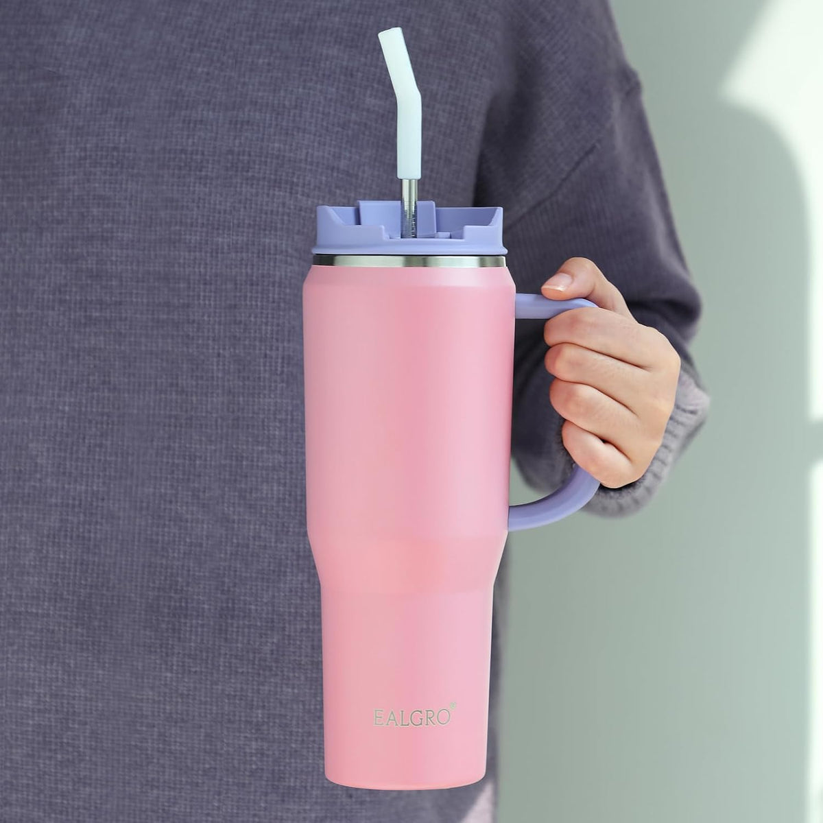 EALGRO 40 oz Tumbler with Handle, Insulated Tumblers with Lid and Straw