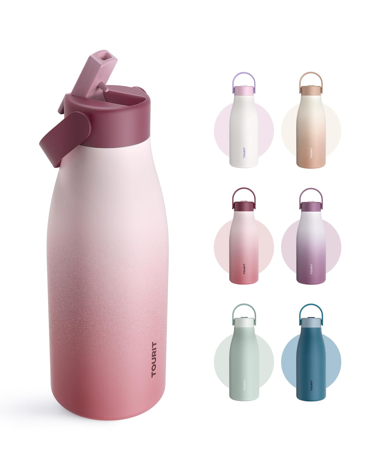 TOURIT 12oz Small Insulated Water Bottle Travel Flask Mug, Saxony Blue