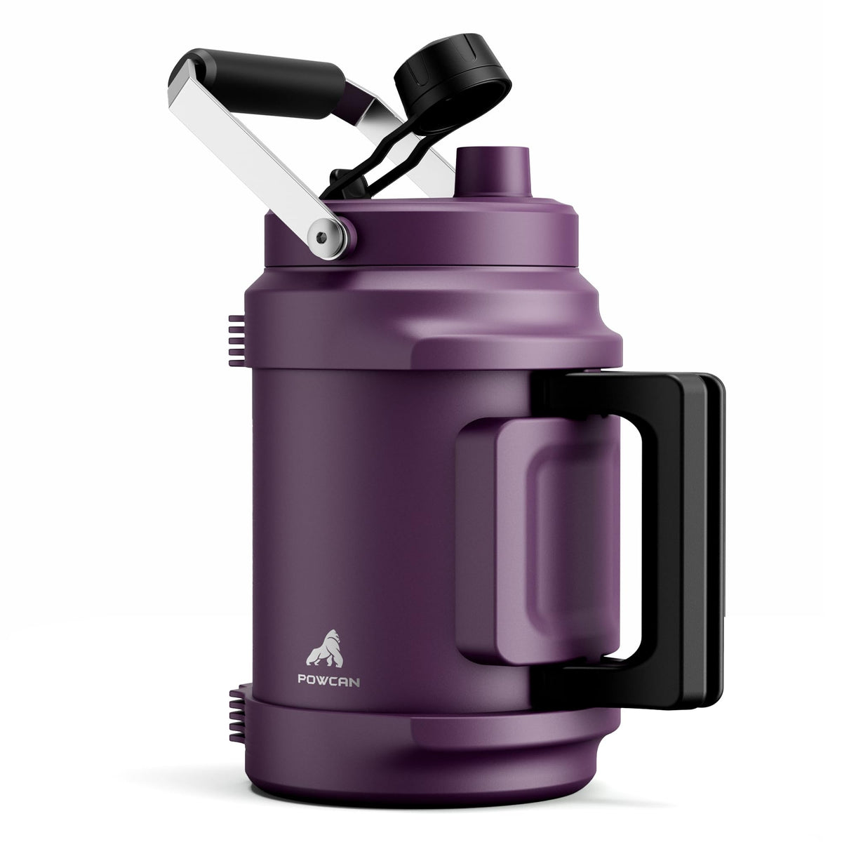 64 oz Insulated Water Bottle for Gym: 2-in-1 Straw Spout Lid, Dual Handle, Leakproof, Keep Cold 48H, Half Gallon Stainless Steel Water Jug for Travel, Hiking, Cycling, Park, Workout, Picnic (Midnight)
