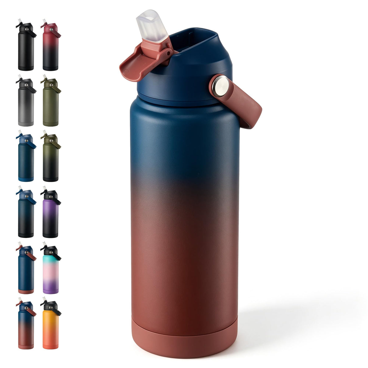 Fijinhom 18oz Insulated Stainless Steel Water Bottle, Wide Mouth Double Wall Vacuum, Silicone Straw, Sweat & Leak Proof, BPA Free Insulated Water Flask for Travel, Keep Cold 24h Hot 12h, Black