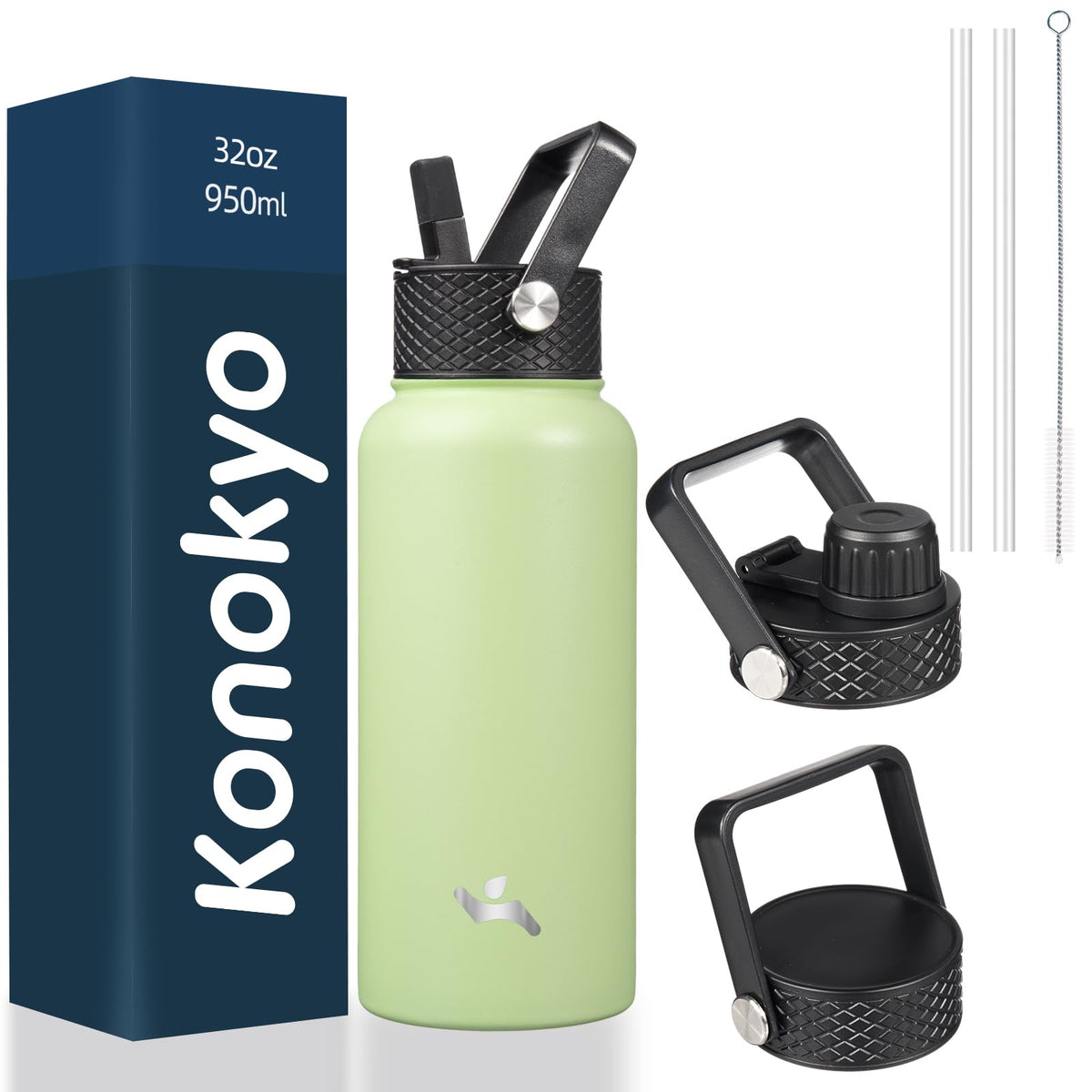 Konokyo 22 oz Insulated Stainless Steel Water Bottle with Straw Lid