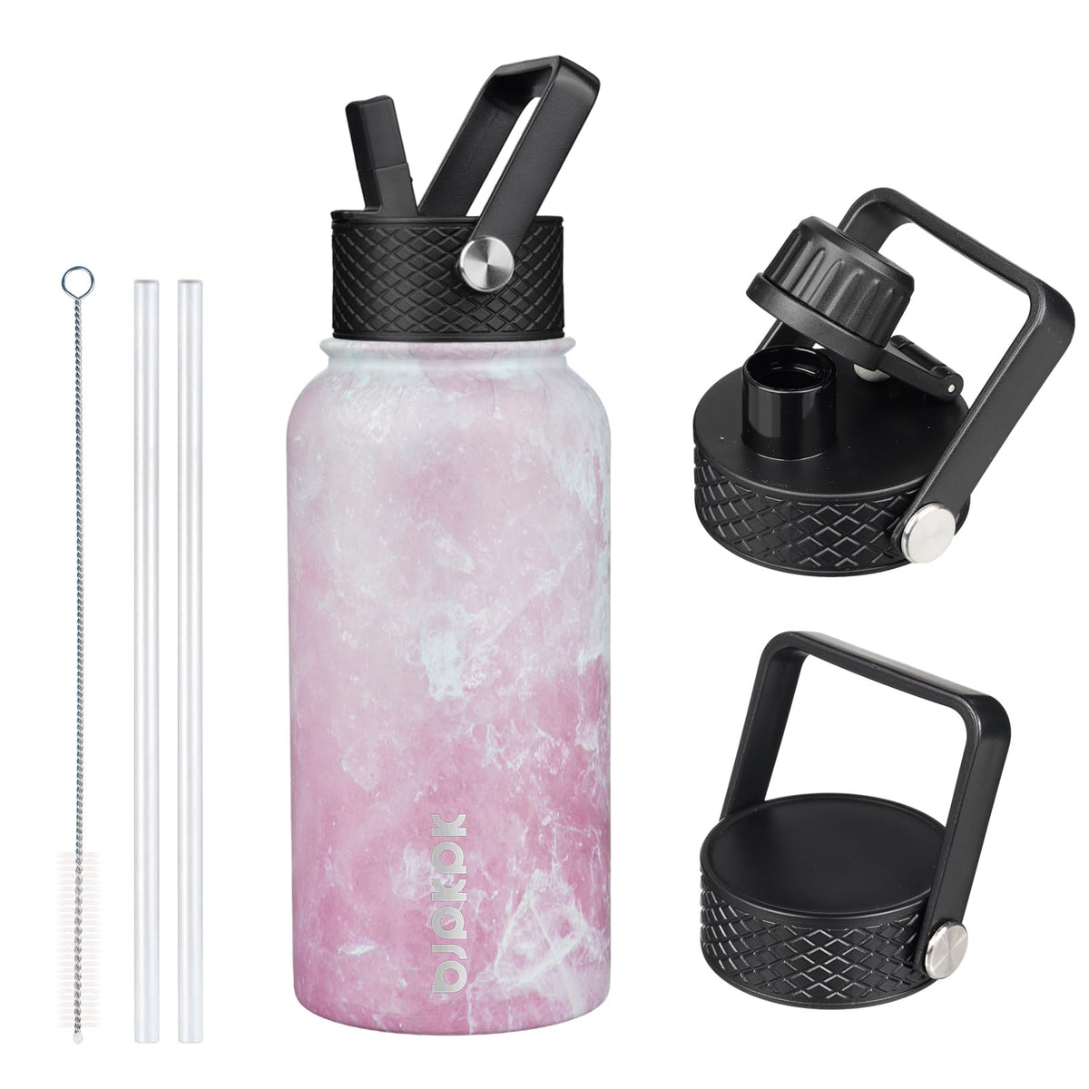 BJPKPK 64oz Insulated Water Bottle, Half Gallon Water Jug with Straw Lid