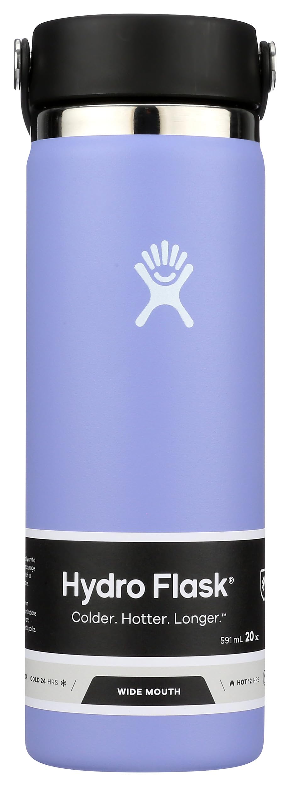Hydro Flask Water Bottle - Insulated Stainless Steel - Wide Mouth Flex Lid, Non Spill, Leakproof and Refillable in 20 Oz Harbor Blue