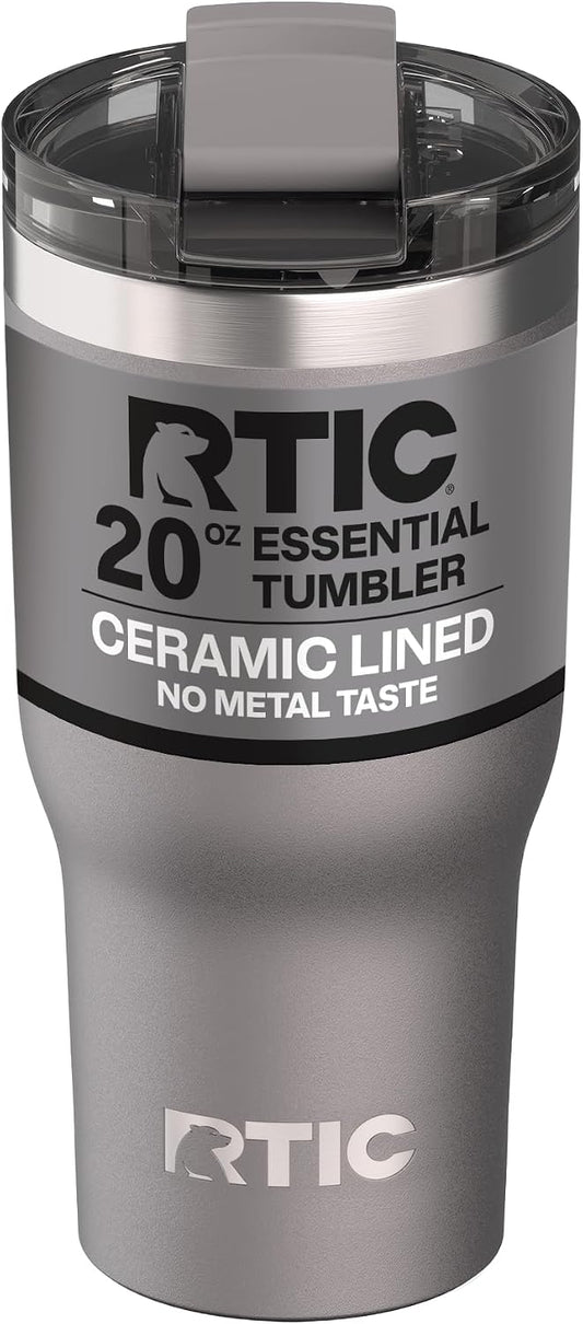 RTIC 20oz Essential Tumbler with Lid, Ceramic Lined, Graphite