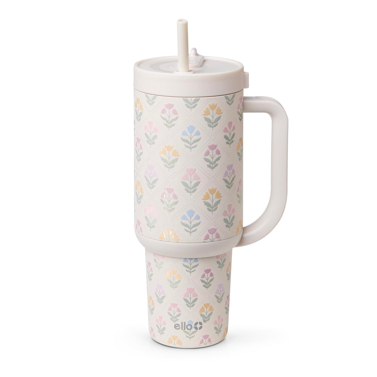 Ello Oasis 30oz Insulated Stainless Steel Tumbler with Straw, Daisies