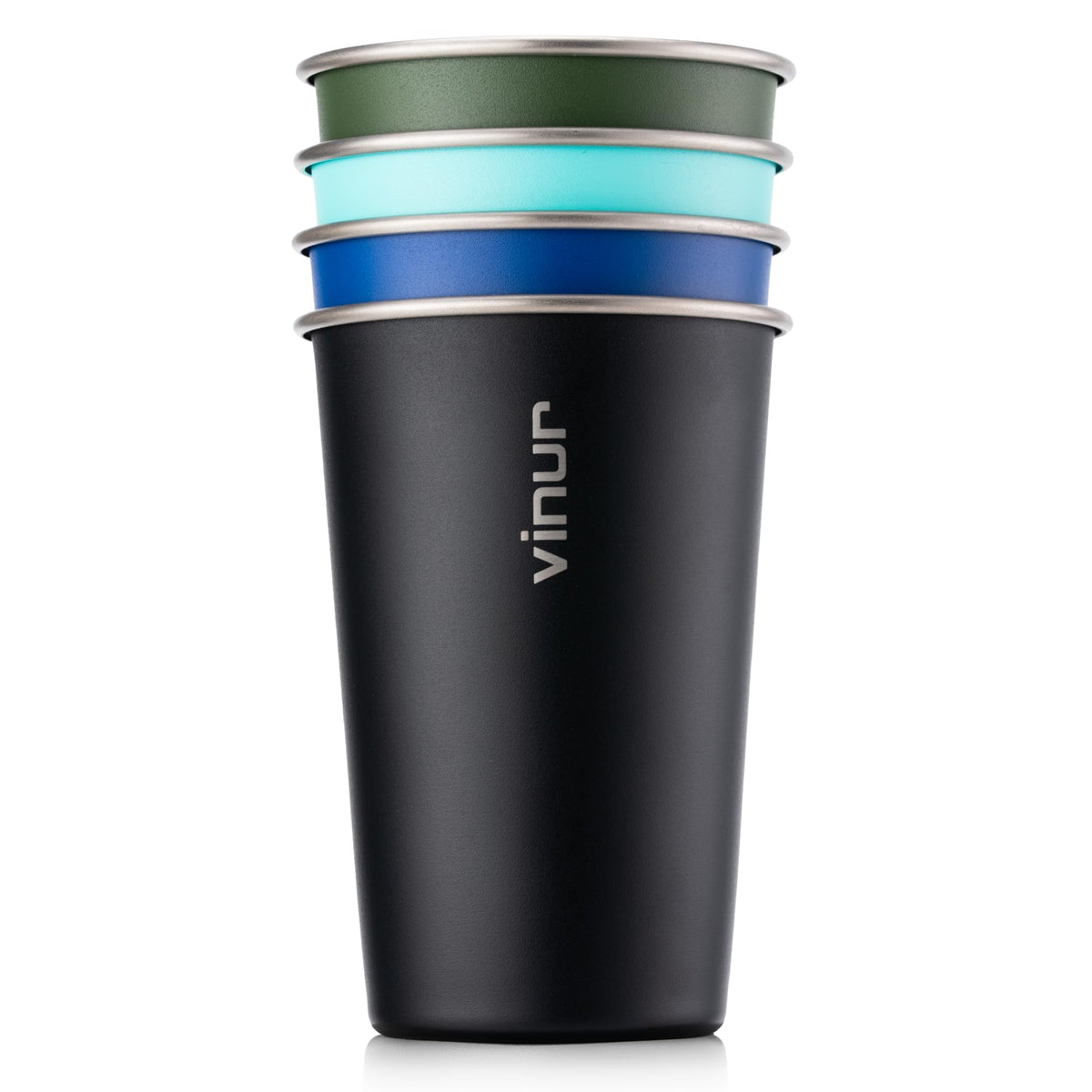 Stainless Steel Cups-16 oz Colorful Stackable Metal Drinking Glasses 8 Pcs