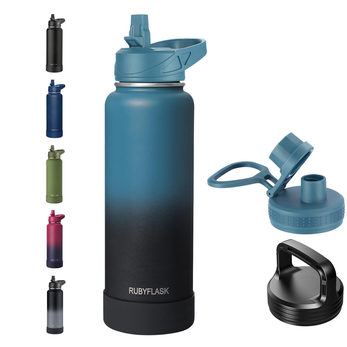 RUBYFLASK 32 oz Insulated Stainless Steel Water Bottle with Straw