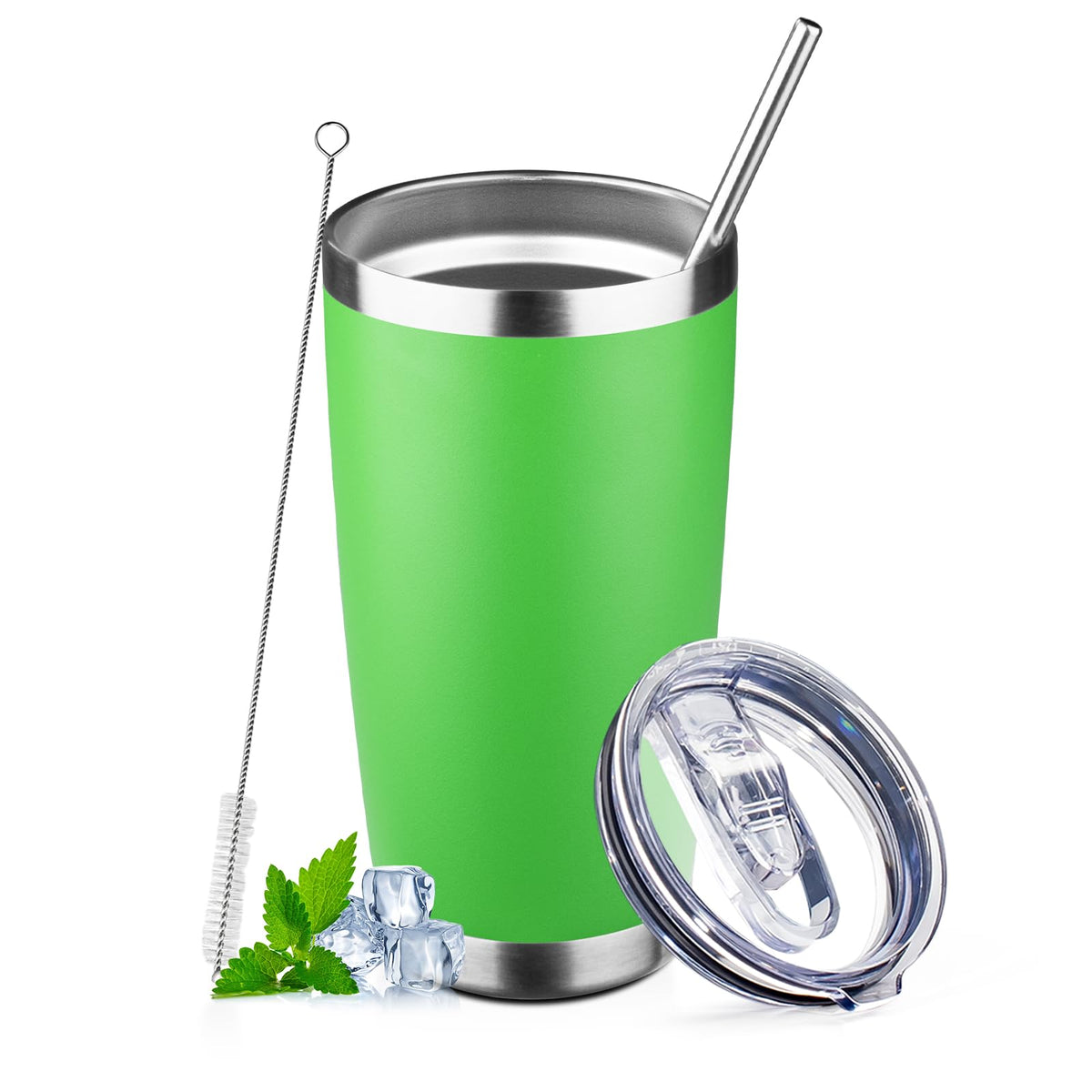 30 oz Tumbler with Lids and Straws Double Wall Insulated Tumbler Cup,Stainless Steel Leak-proof Thermal Coffee Tumbler Powder Coated Travel Mug for Cold and Hot Beverages,Silver