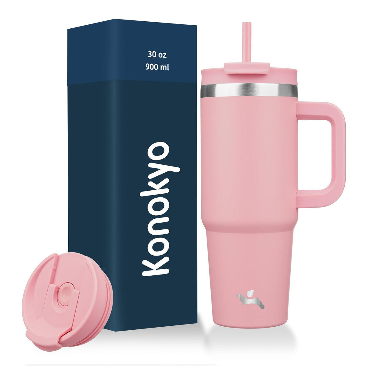 Konokyo 30 oz Insulated Tumbler Water Bottle with Handle, Straw Lid