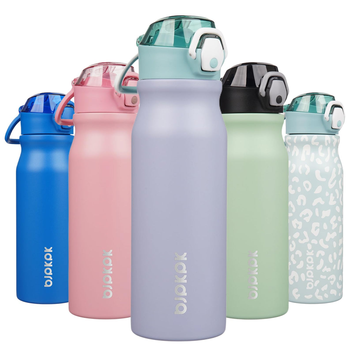 BJPKPK 18 oz Water Bottle with Straw & Handle, Insulated Stainless Flask