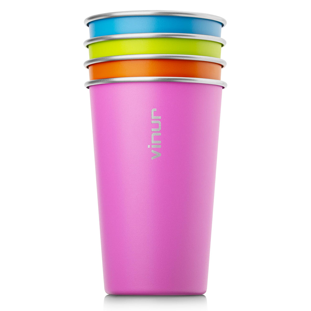 Stainless Steel Cups-16 oz Colorful Stackable Metal Drinking Glasses 8 Pcs