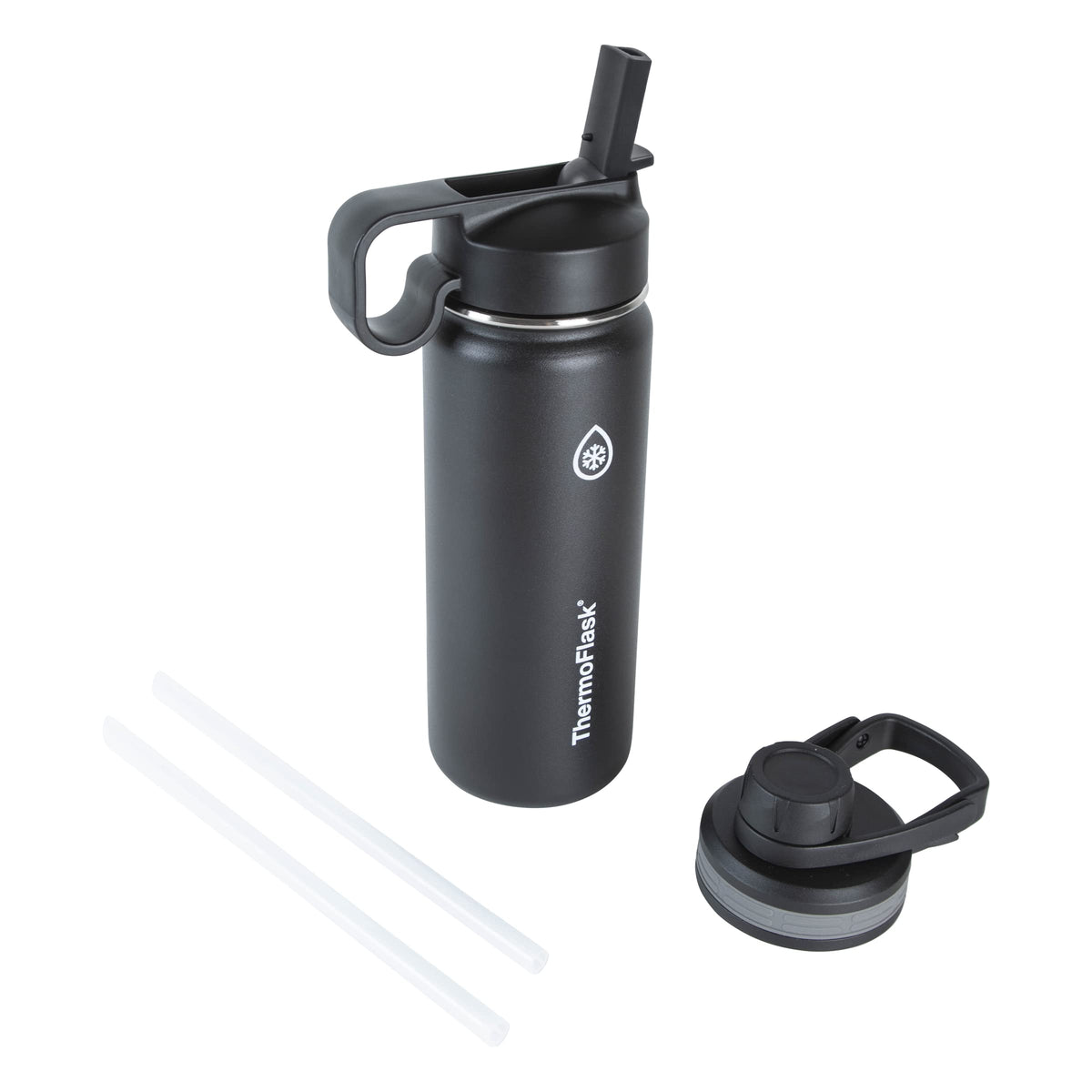 ThermoFlask 24 oz Double Wall Vacuum Insulated Stainless Steel Water Bottle - Reusable with Leakproof Chug & Straw Lids - Keeps Drinks Cold 24 hr/Hot 12 hr - Easy Maintenance - Gym/On-the-Go, Plum