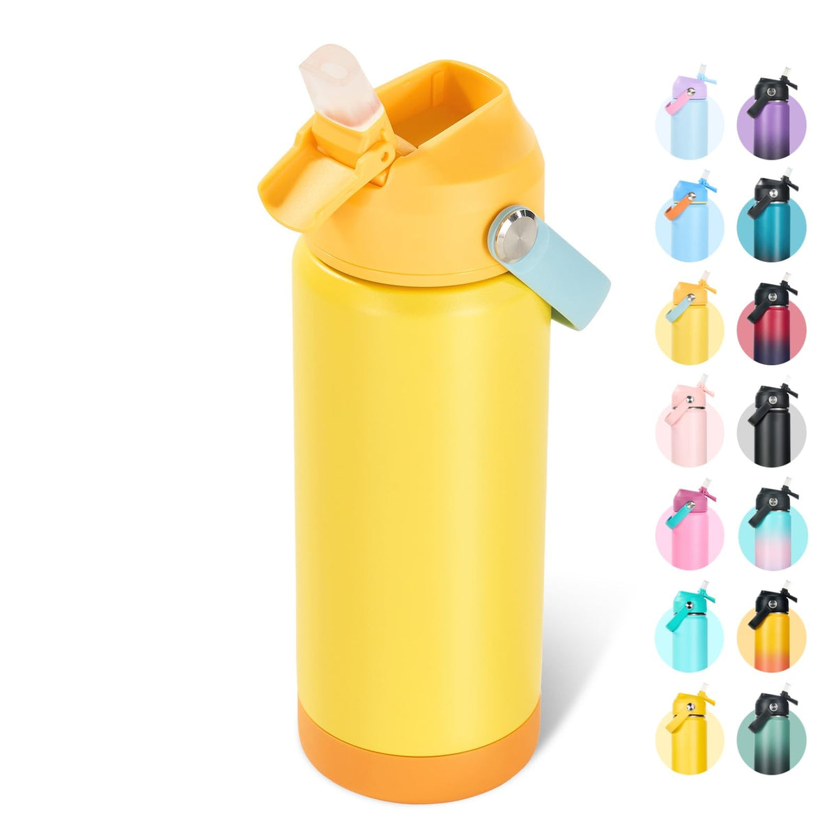 Fijinhom 24oz Insulated Stainless Steel Water Bottle, Wide Mouth Double Wall Vacuum, Silicone Straw, Sweat & Leak Proof, BPA Free Insulated Water Flask for Travel, Keep Cold 24h Hot 12h, Black
