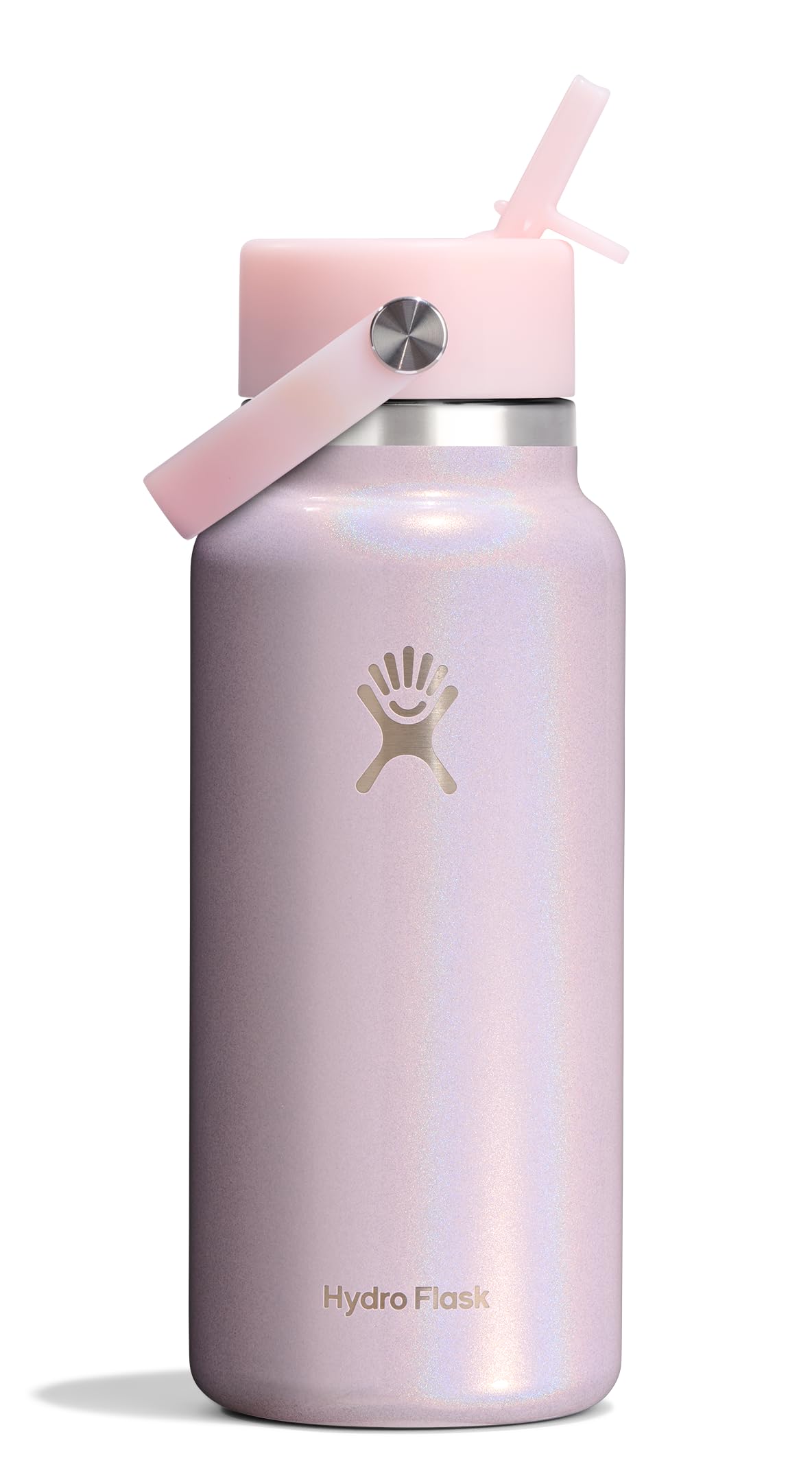 Hydro Flask Water Bottle - Insulated Stainless Steel - Wide Mouth Flex Straw Lid, Non Spill, Leakproof and Refillable in 32 Oz Botanical Bliss Agave