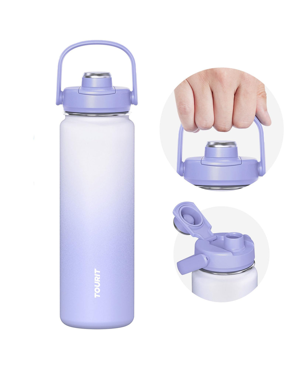 TOURIT 24 oz Insulated Stainless Steel Water Bottle, Obsidian