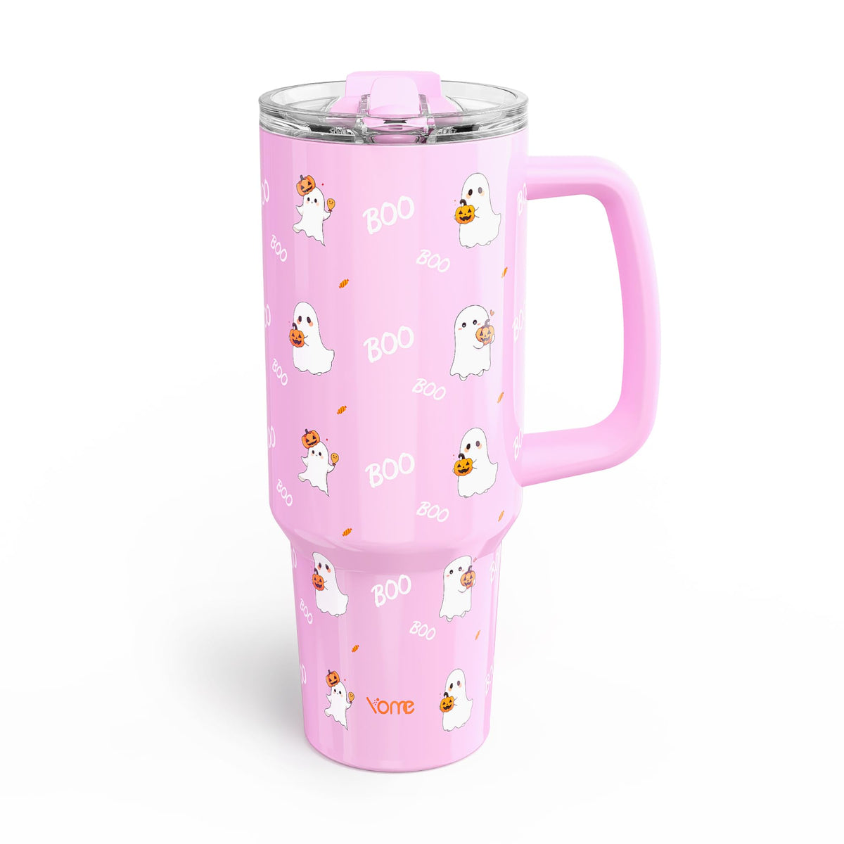 YOME 40 oz Bow Pink Tumbler with Handle and Flip Straw for Women | Stainless Steel Insulated Water Bottle | Keeps Drinks Cold | Dishwasher Safe | Cupholder Friendly | Gift Gym Travel Yoga