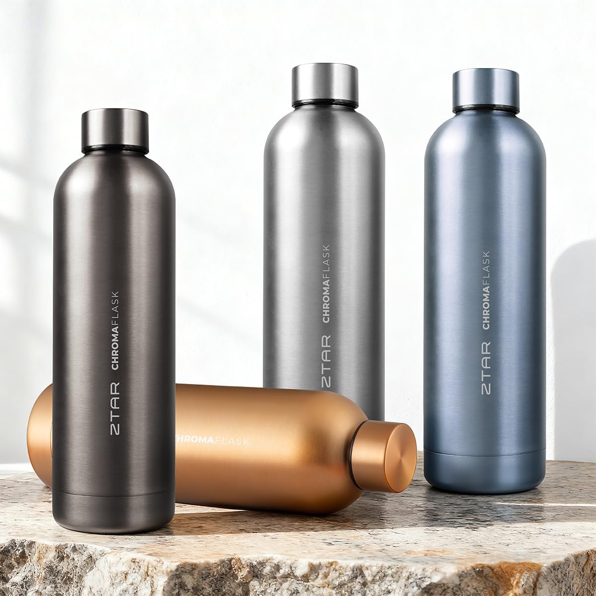 ZTAR Chroma Flask Insulated Stainless Steel Water Bottle – Leak-Proof, Keeps Drinks cool or warm, For Travel, Gym, and Office, Ideal Gift for Women, Men & Kids, 25oz (750ml) - Gray