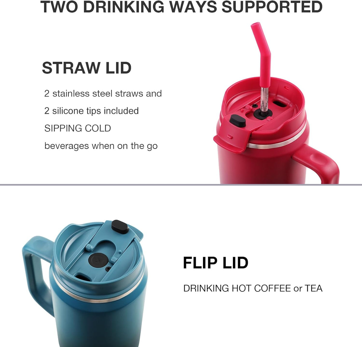 EALGRO 40 oz Tumbler with Handle, Insulated Tumblers with Lid and Straw