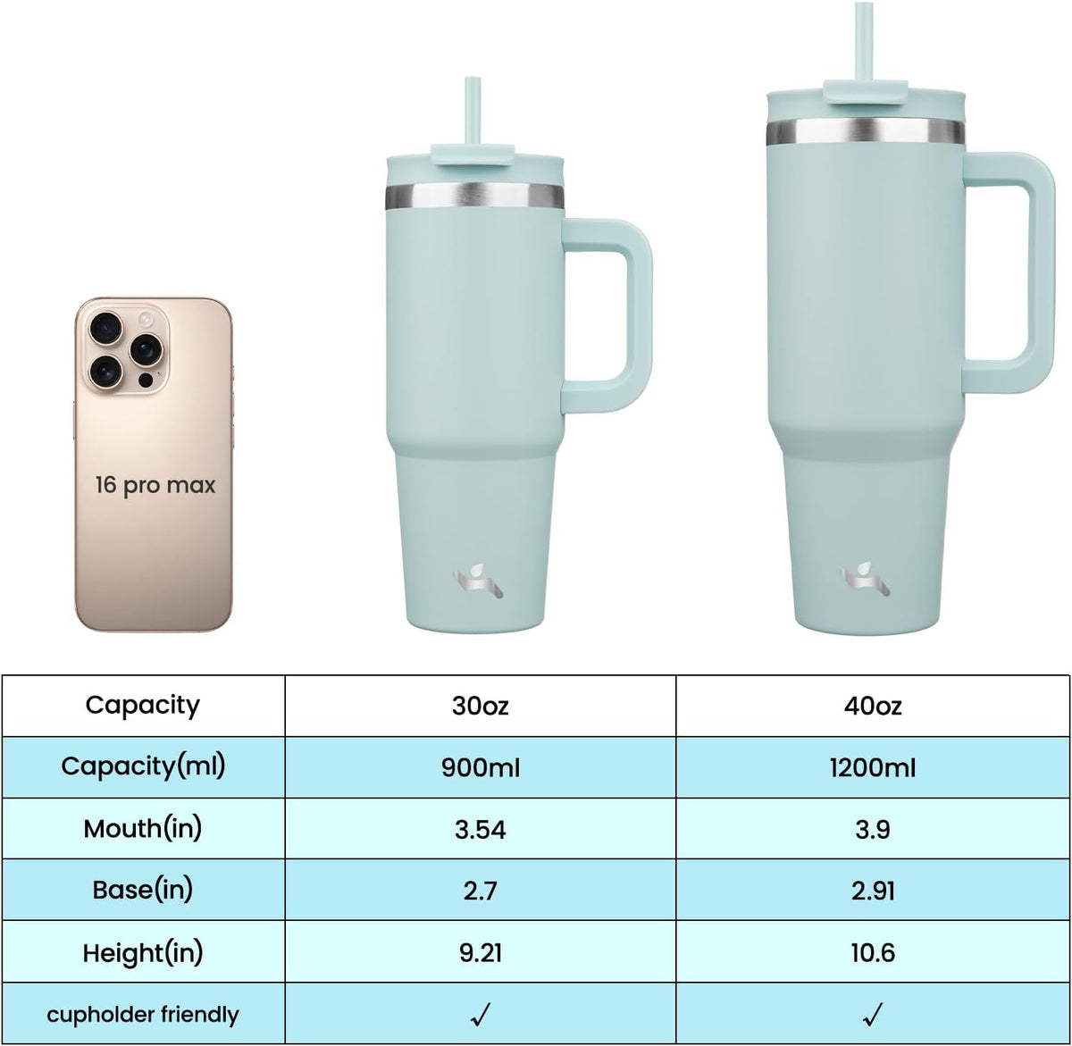 Konokyo 30 oz Insulated Tumbler Water Bottle with Handle, Straw Lid