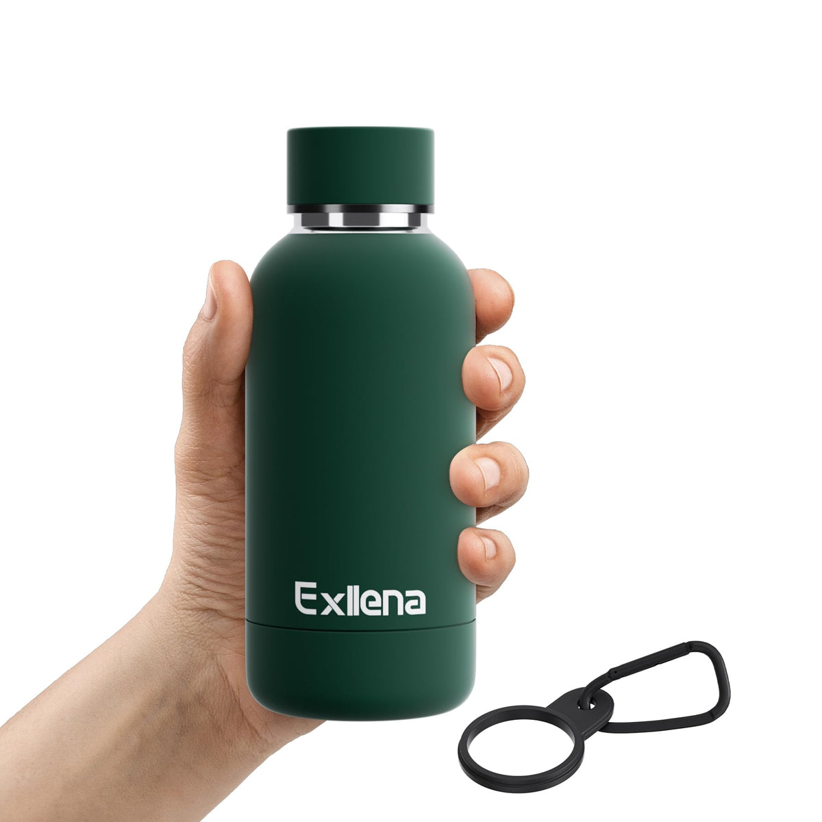 Exllena Small Water Bottle 12oz with Clip, Double Wall Stainless Steel Vacuum Small Insulated Water Bottle Keeps Drinks Cold 24 Hrs/Hot 12 Hrs for Kids Handbag School BPA Free (Mint)