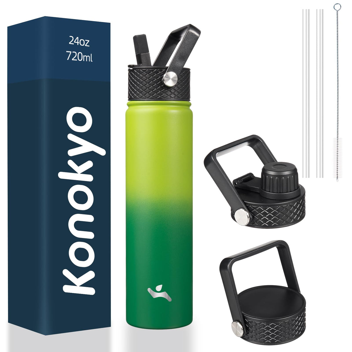Konokyo 22 oz Insulated Stainless Steel Water Bottle with Straw Lid