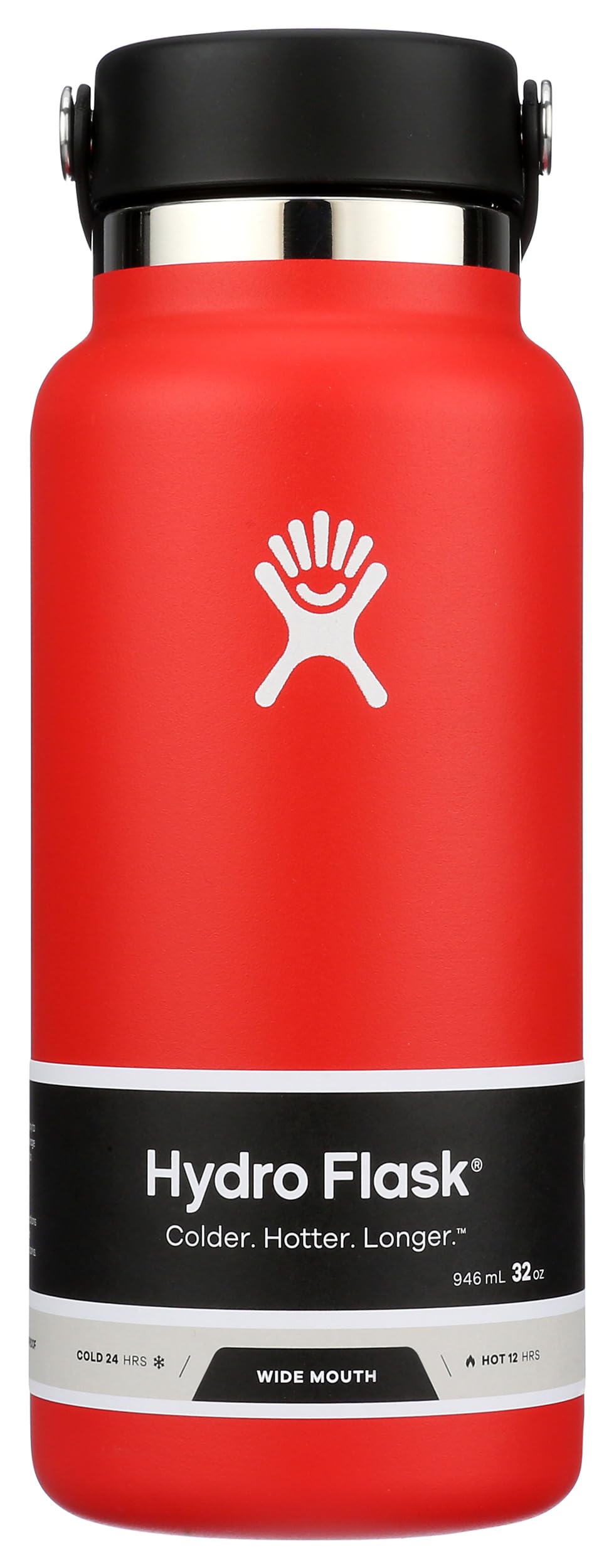 Hydro Flask Water Bottle - Insulated Stainless Steel - Wide Mouth Flex Lid, Non Spill, Leakproof and Refillable in 32 Oz Harbor Blue