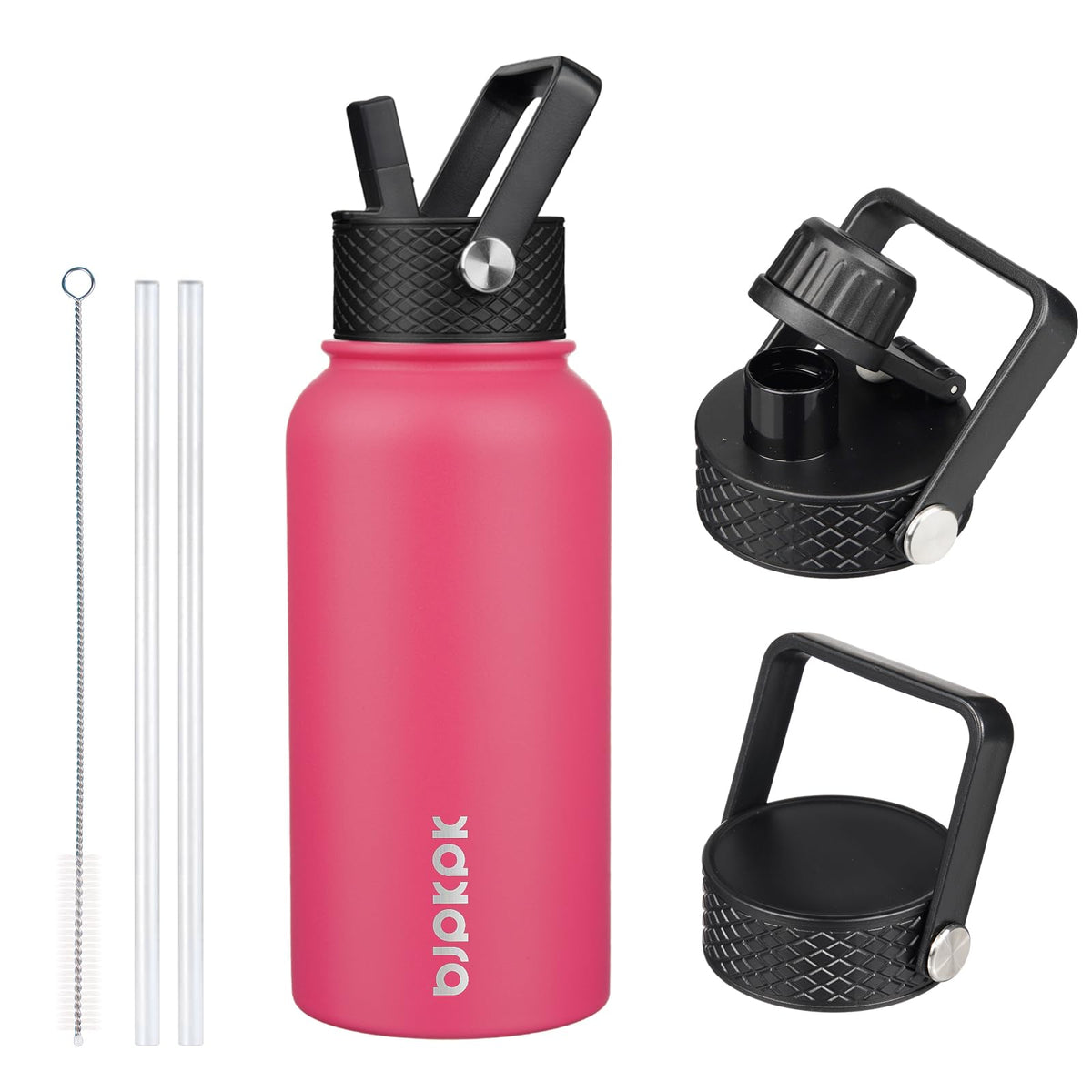 BJPKPK 64oz Insulated Water Bottle, Half Gallon Water Jug with Straw Lid