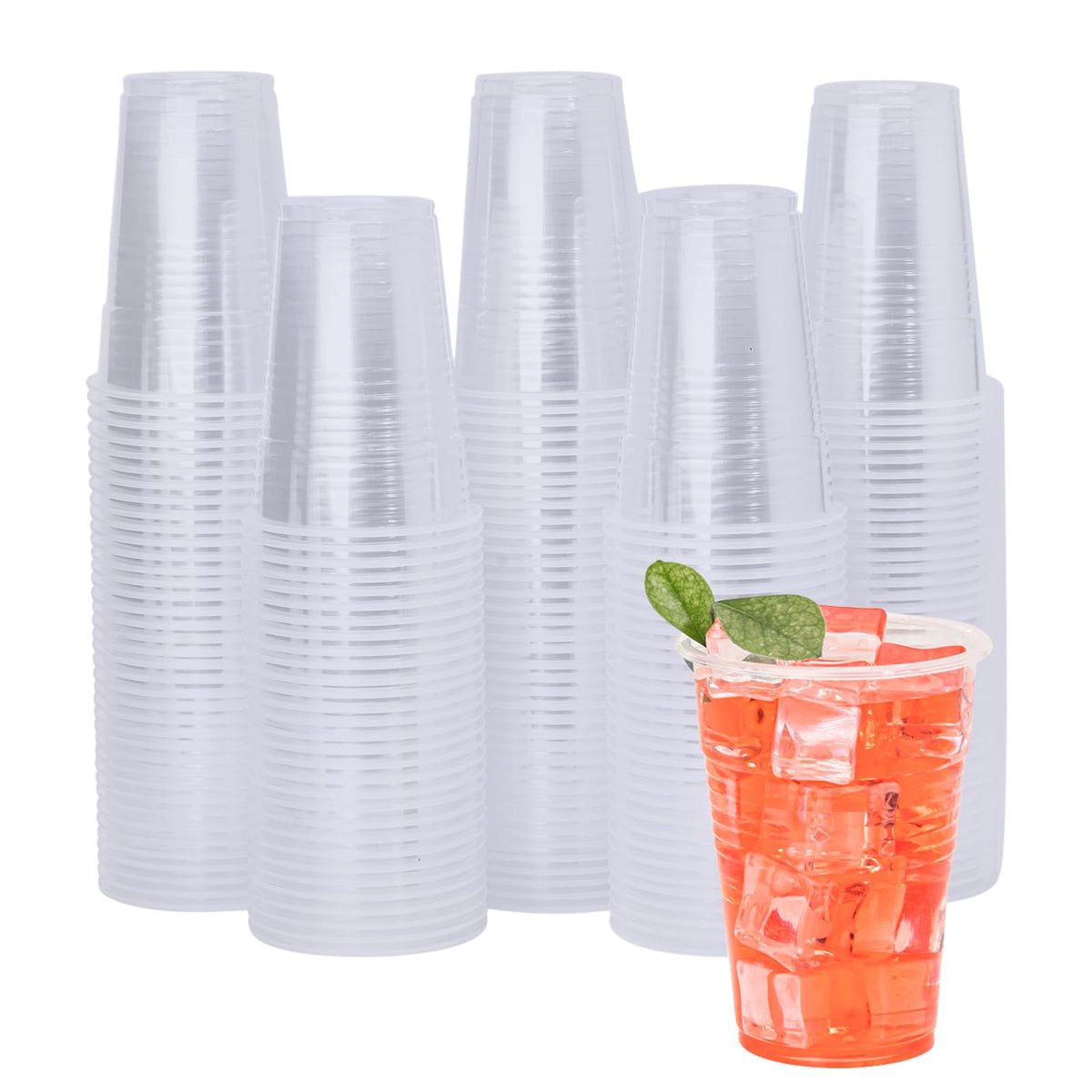 YEEHAW 9 oz Plastic Cups, 500 Pack - Clear Disposable Drinking Water Cups for Cold Beverages, Clear Plastic Cups for Drinking, Ideal for Party