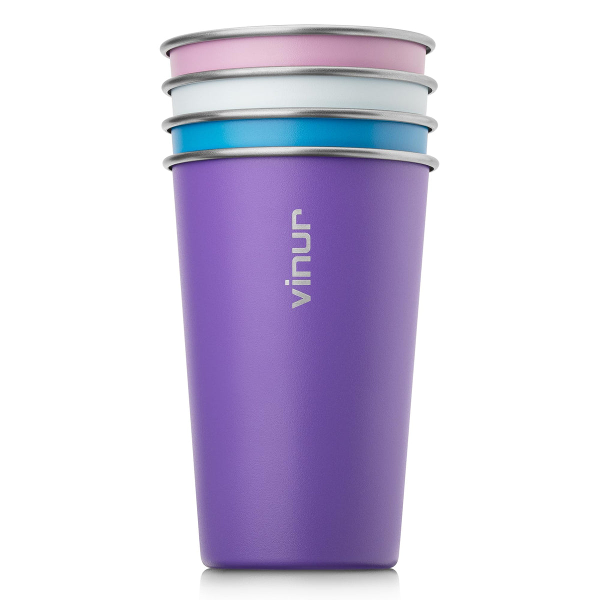 Stainless Steel Cups-16 oz Colorful Stackable Metal Drinking Glasses 8 Pcs