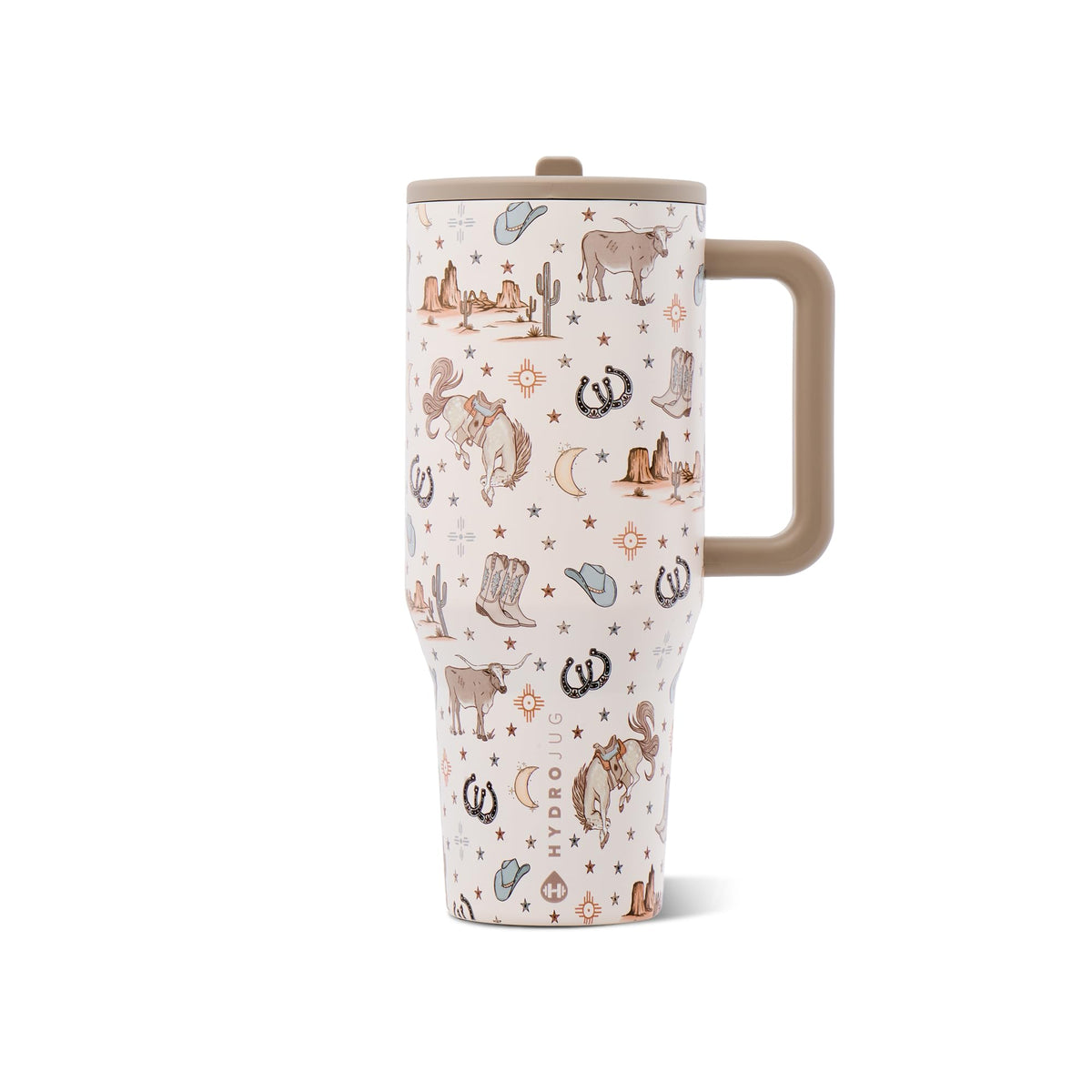 HydroJug Traveler 40oz, Insulated Tumbler with Handle & Straw, Cream